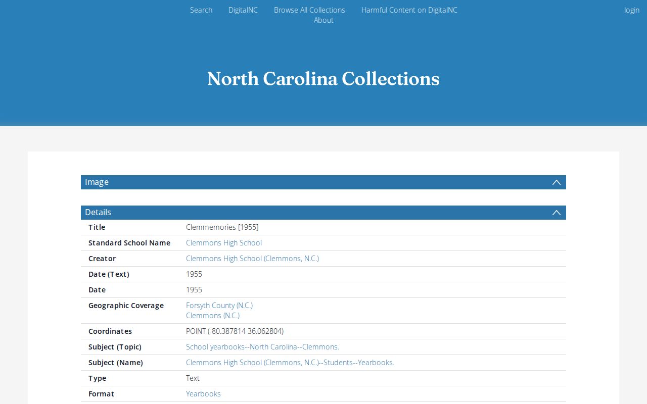 Clemmons people directories source showing the searchable 1955 high school yearbook